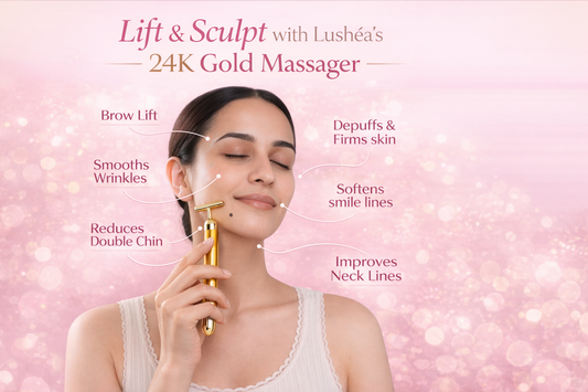 ✨ Lushéa 24K Gold Facial Sculpting Tool – Visible Glow & Lift at Home